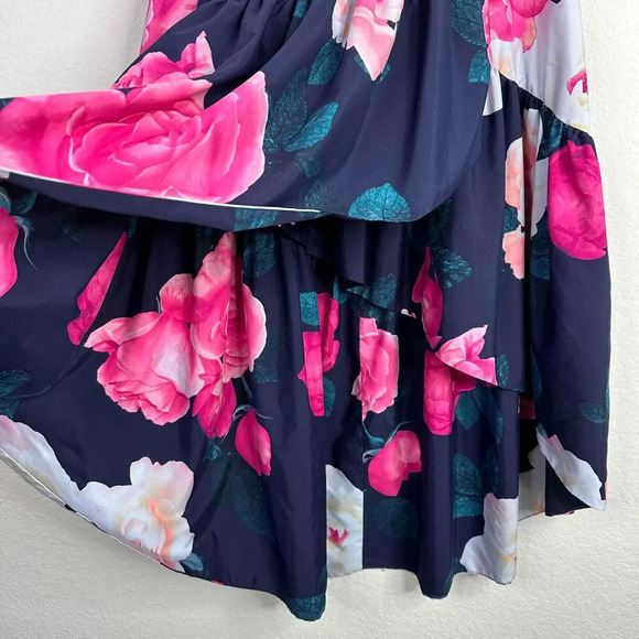 Eliza J Skirt Women’s Size 2 Floral Print Hi-Low Taffeta Ruffle Tiered Romantic - Picture 5 of 8